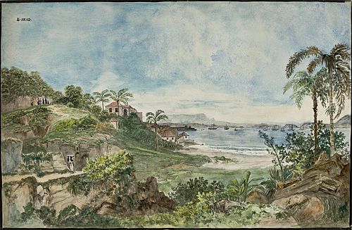 Landscape of Guanabara bay, 1818, Thomas Ender