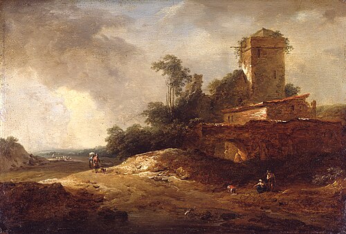 Landscape with a tower, 1769, Johann Christian Brand