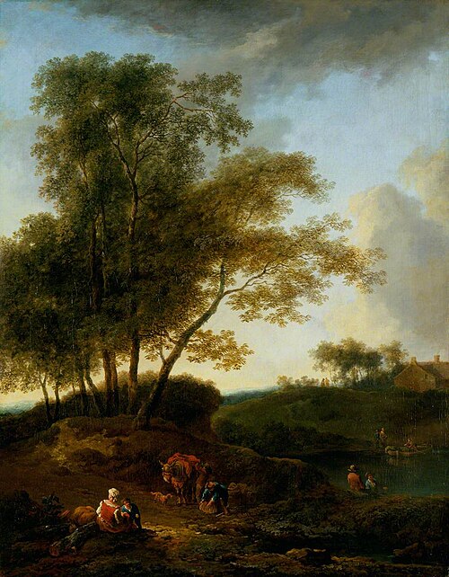 Landscape with Figures and a Donkey, , Johann Christian Brand