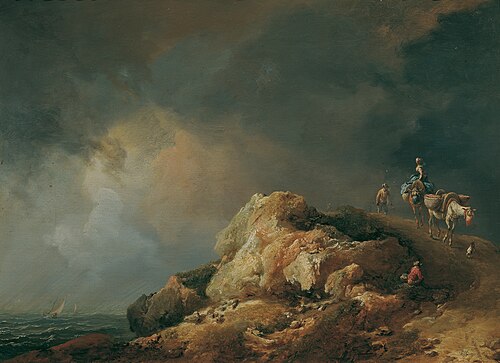 Küstenlandschaft mit Saumtieren, 1771, Johann Christian Brand