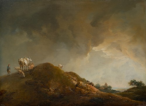 Rolling landscape with cows and sheep, 1771, Johann Christian Brand