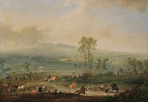 Laxenburg von der Schneiderau gegen Guntramsdorf und Mödling, 1758, Johann Christian Brand