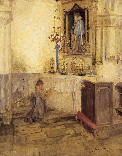 Girl Praying in Church, 1904, Milly Childers