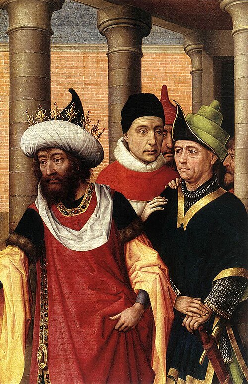 Fragment with group of men, 1424, Rogier van der Weyden