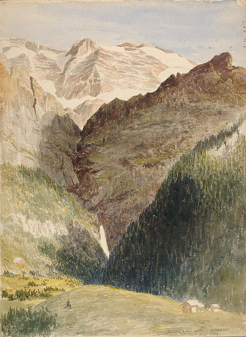Glacier and Falls, 1863, Miner Kilbourne Kellogg