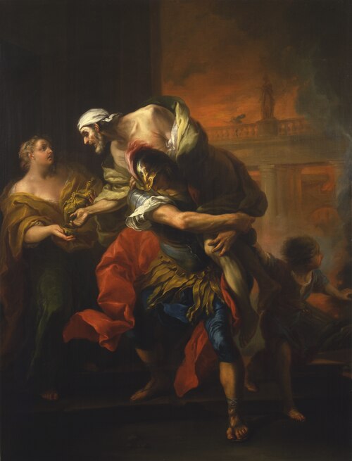 Aeneas Rescuing his Father from the Fire at Troy, , Charles André van Loo