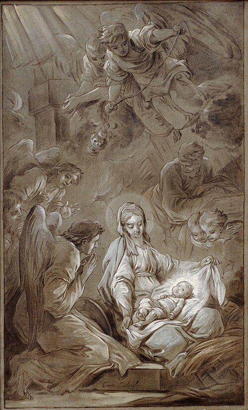 L'adoration des anges Esquisse, 1750, Charles André van Loo