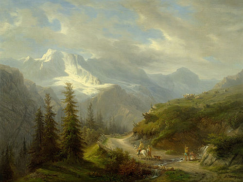 Blick von Mürren gegen die Ebenefluh, 1867, François Diday