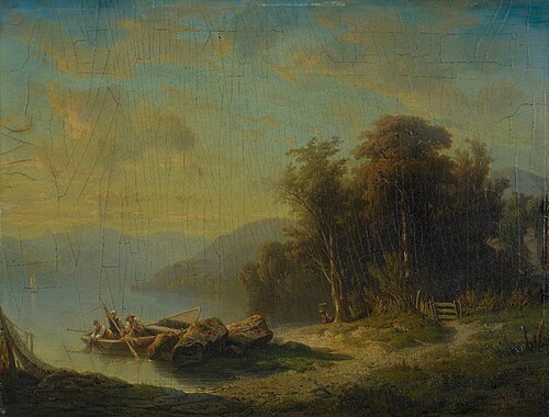 Ufer des Genfersees bei Evian. Morgenbeleuchtung, 1852, François Diday