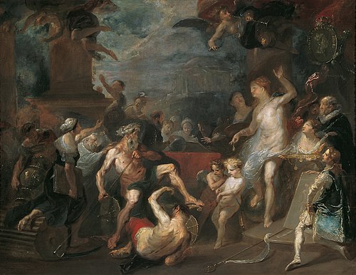 Allegorie auf eine Preisverteilung an der Wiener Akademie unter Wenzel Anton Fürst von Kaunitz-Rietb, 1790, Franz Anton Maulbertsch