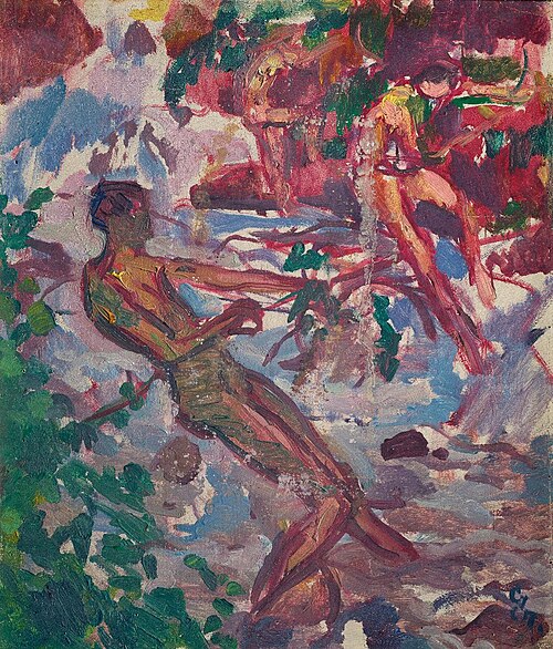 Badende im Bergbach bei Daganece. (Studie), 1928, Giovanni Giacometti