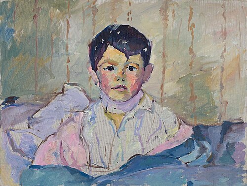 Kranker Knabe im Bett, 1917, Giovanni Giacometti