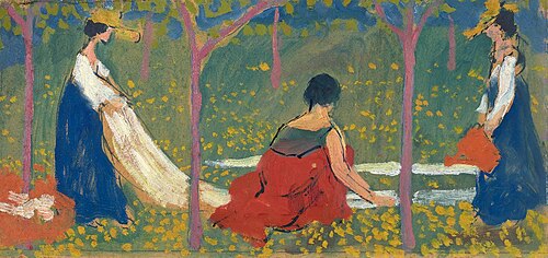 Das Bleichen der Wäsche. Studie für die Bemalung des Ofens in Stampa, 1907, Giovanni Giacometti