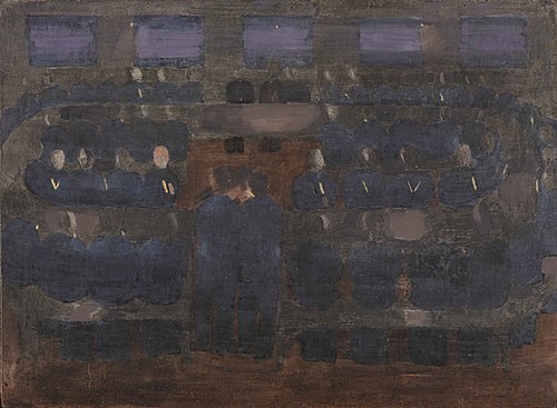"Vorbereitung" (Morgenandacht im Waisenhaus), 1922, Otto Meyer-Amden