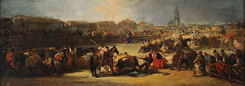 Bullfight in a village, 1850, Eugenio Lucas Velázquez