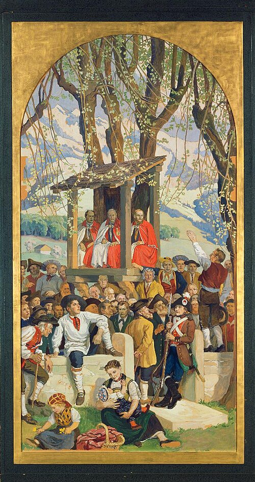 Obwaldner Landsgemeinde [viertes Bild, Mitte rechts], 1911, Albert Welti