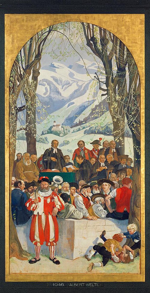 Obwaldner Landsgemeinde [drittes Bild, Mitte], 1911, Albert Welti