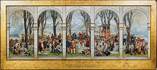 Obwaldner Landsgemeinde. Gesamtentwurf zum Wandgemälde in Bern, 1909, Albert Welti