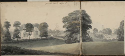 Llanrudd Church, 1805, Moses Griffith
