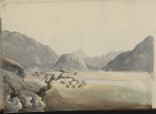View of Dinas Emrys, 1805, Moses Griffith