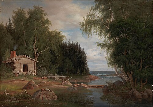 Strandlandskap, motiv från Lövö, 1867, Magnus von Wright