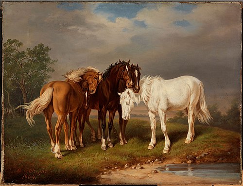 Horses, after Carl Wahlbom, 1864, Magnus von Wright