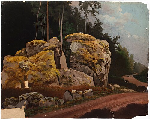 Landscape Study, Mossy Rocks at Roadside, , Magnus von Wright