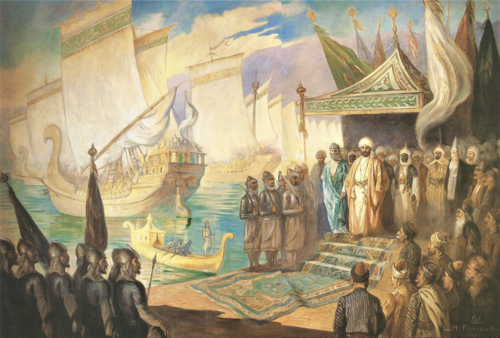 Muʿāwiyah takes to the sea, 1939, Moustafa Farroukh