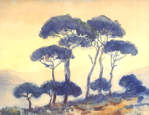 A Group of Pines in Bekfaya, , Moustafa Farroukh