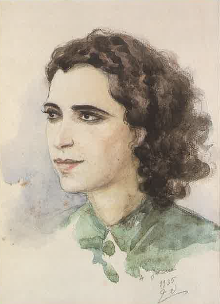 Portrait of Thurayya Farroukh, the artist's Spouse, , Moustafa Farroukh