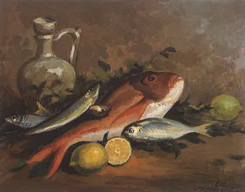 Still Life and Fish, , Moustafa Farroukh
