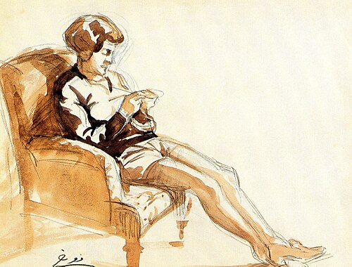 A Knitting Woman, , Moustafa Farroukh