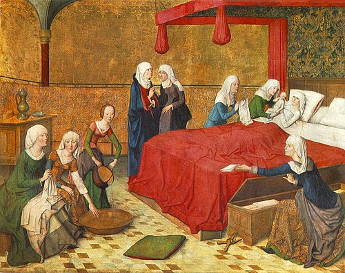Nativity of Mary by Master of the Life of the Virgin, 1460, Maître de la Vie de Marie