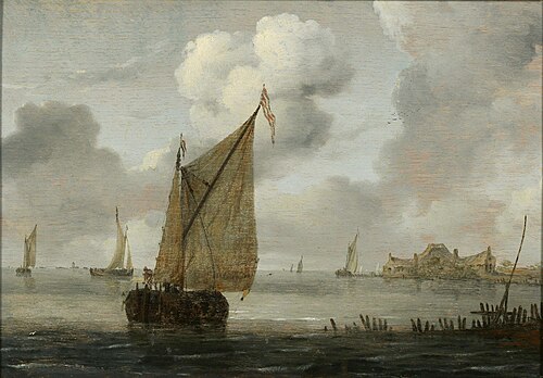 Sailing boats near a coast, , Arnoldus van Anthonissen