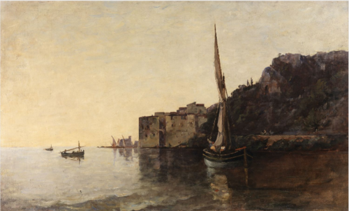 A View of Villefranche from the East, 1880, Nathaniel Hone the Younger