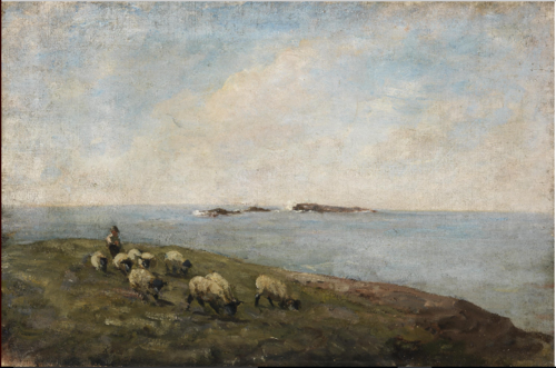 Sheep and a Shepherd by the Sea, , Nathaniel Hone the Younger