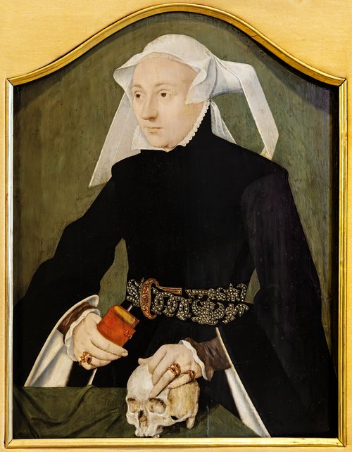 Portrait de femme avec crâne et livre, 1530, Bartholomaeus Bruyn le Vieux