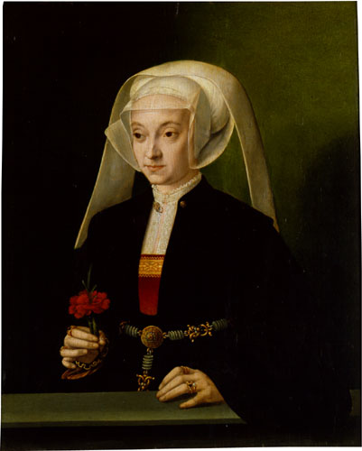 Bildnis einer jüngeren Frau mit Nelke, 1530, Bartholomaeus Bruyn le Vieux
