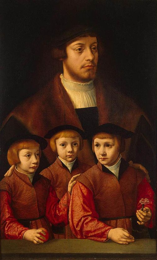 Portrait of a Man and His Three Sons, 1540, Bartholomaeus Bruyn le Vieux