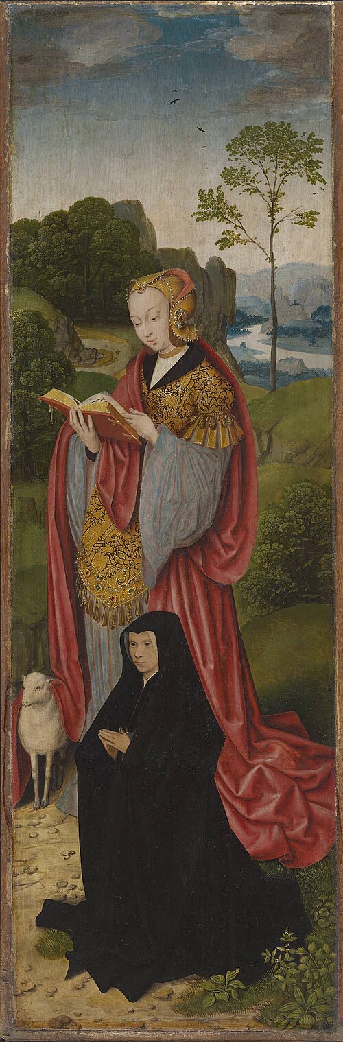 Kreuzigungsaltar: Hl. Agnes und Stifterin, 1517, Bartholomaeus Bruyn le Vieux