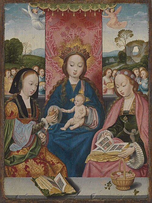 Virgin and Child with Saint Margaret and Dorothy and angels playing music, 1517, Bartholomaeus Bruyn le Vieux