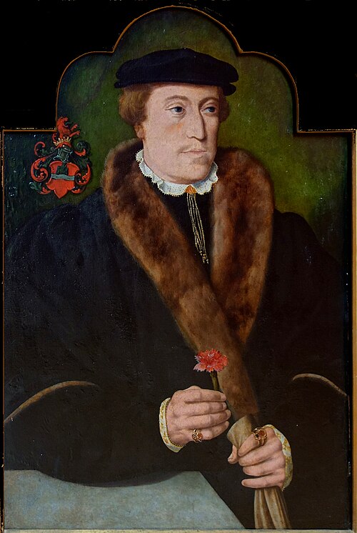 Portrait d'homme tenant un œillet et un gant, 1540, Bartholomaeus Bruyn le Vieux