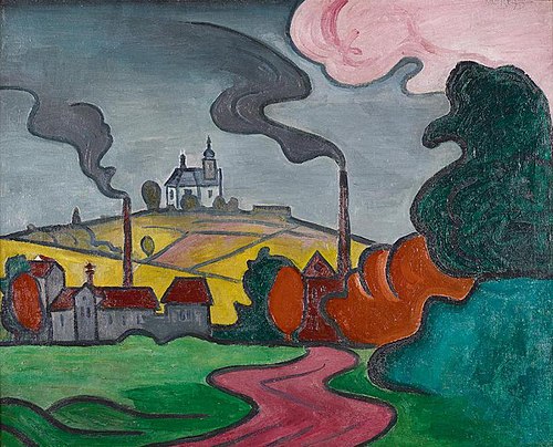 Landschape with Little Church, 1910, Bohumil Kubišta