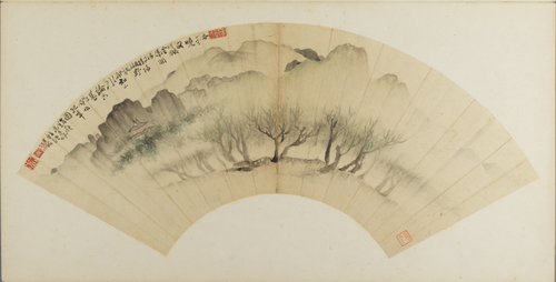 高其佩指画山水扇, , Gao Qipei