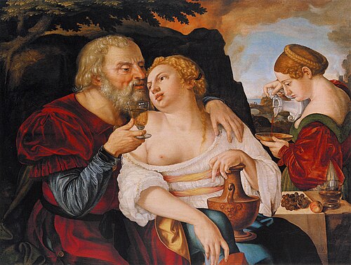 Lot and his daughters., 1544, Georg Pencz
