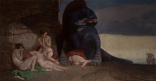 Dragons and Beasts (Dragon and Girls), 1902, Rudolf Jettmar