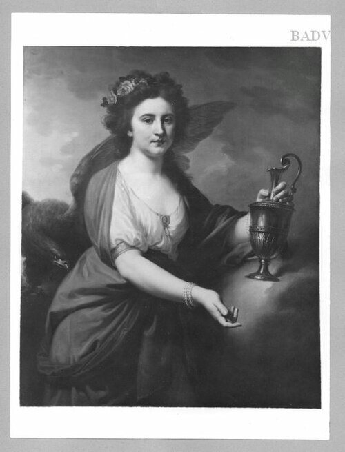 Weibliches Bildnis (Frau mit Schleier) (Weibliches Bildnis mit allegorischen Beiwerk), 1798, Johann Baptist von Lampi