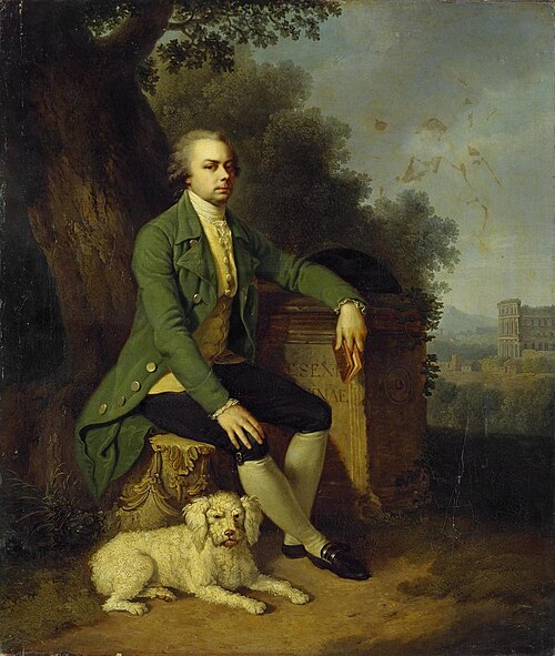 Portrait of Prince Nikolai Yusupov with a Dog, 1782, Johann Baptist von Lampi