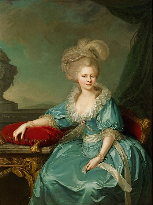 Elisabeth Wilhelmine von Württemberg (1767-1790), 1. Gemahlin von Franz II. (I.), an einem Tisch sit, 1785, Johann Baptist von Lampi