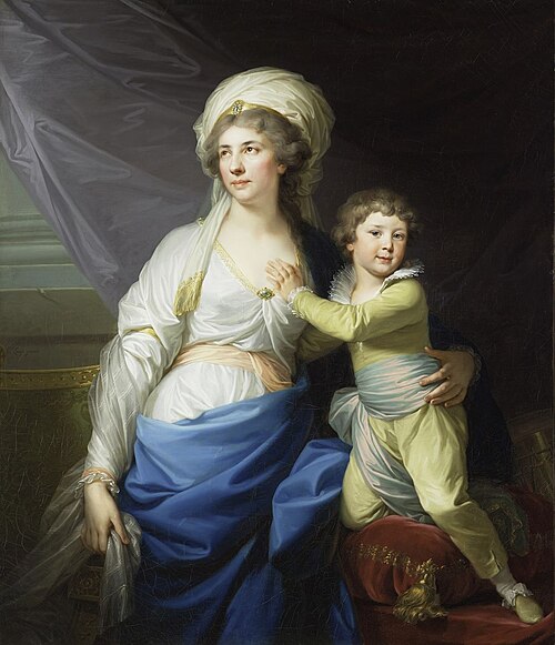 Portrait of Anna Potocka née Ossolińska with her grandson Alfred (1746-1810)., 1790, Johann Baptist von Lampi
